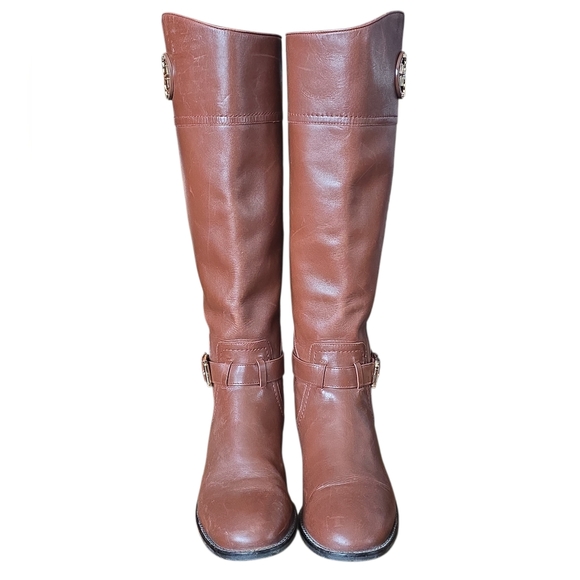 TORY BURCH Adeline Riding Boots Almond Brown Women's US 9 - Picture 5 of 15